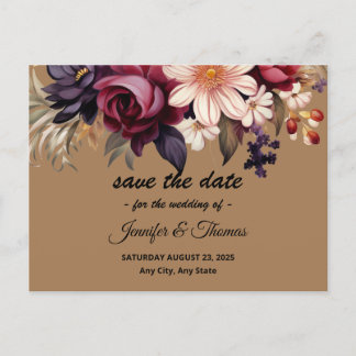 Elegante Renaissance Bloemen Save The Date Briefka Feestdagenkaart