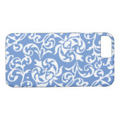 Elegante Renaissance Tudor Damask Blauw en Wit Case-Mate iPhone Case (Achterkant (Horizontaal))