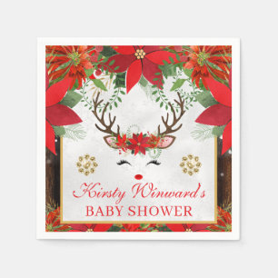 Elegante Rendier Poinsettia Baby Shower Servet