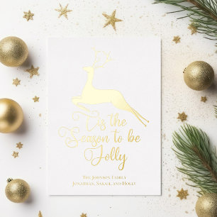 Elegante rendierkerst is het gouden seizoen folie feestdagenkaart