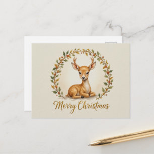 Elegante rendierkrans Kerst Minimaal Goud Briefkaart
