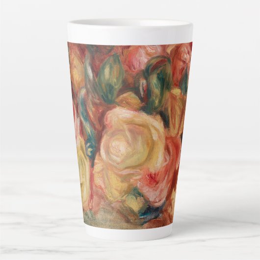 Elegante Renoir Rozen Bloemenroze geel Latte Mok (Voorkant)