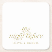 Elegante repetitie bruiloft goud de avond ervoor vierkante kartonnen onderzetter (Voorkant)