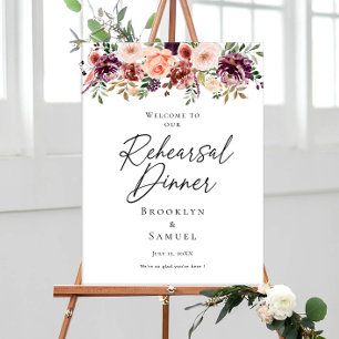 Elegante repetitie Diner Bourgogne bloemenwelkom Poster