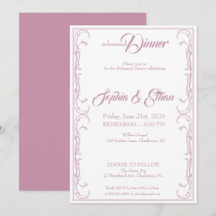 Elegante repetitie Dinner Invitation – Pink Rose F Kaart