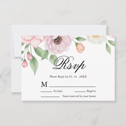 Élégante Réponse de Mariage Chic Script Pastel Piv (Devant)