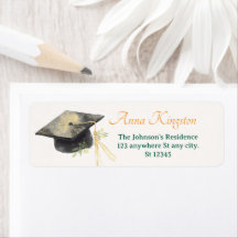Elegante retouradreslabels voor afstuderen