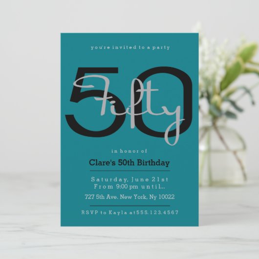 Elégante, rétro 50e anniversaire Invitations (Debout devant)