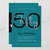 Elégante, rétro 50e anniversaire Invitations (Devant / Derrière)