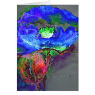 Elegante retro abstracte waterverf blauw bloemen