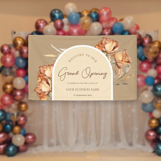 Elegante Retro Arch Bloem Zakelijke Grote Opening Spandoek