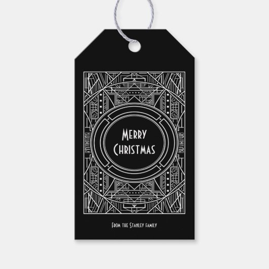 Elegante retro art deco Vrolijk kerstfeest Cadeaulabel (Voorkant)