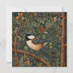 Elegante Retro Art Nouveau bosvogel Bedankkaart