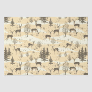 Elegante Retro Beige Cream Woodland Herten Tissuepapier