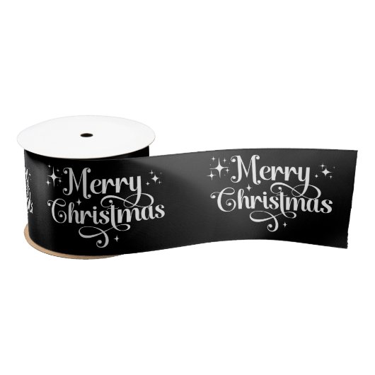 Elegante Retro Black Merry Christmas Wrapping Lint (Spoel)