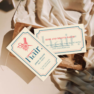 Elegante Retro Blauwe Schaar Haar Stylist Visitekaartje
