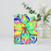 Elegante retro boho abstract groen roze bloemen briefkaart (Staand voorkant)