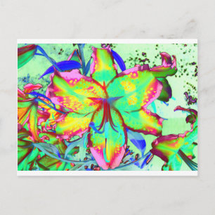 Elegante retro boho abstract groen roze bloemen briefkaart