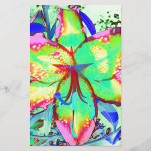 Elegante retro boho abstract groen roze bloemen briefpapier
