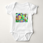 Elegante retro boho abstract groen roze bloemen romper (Voorkant)