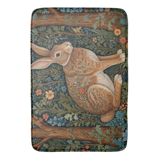 Elegante retro boho konijn bos bloemen badmat (Voorkant Verticaal)