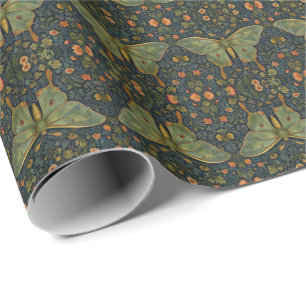 Elegante retro boho Luna mot botanisch Cadeaupapier