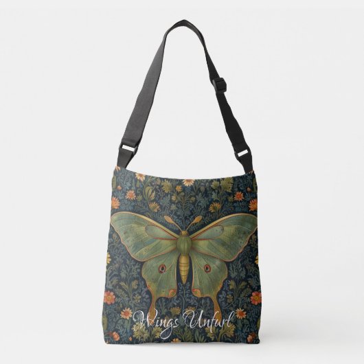 Elegante retro boho Luna mot botanisch Crossbody Tas (Voorkant)