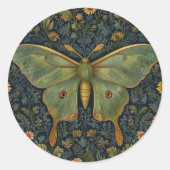 Elegante retro boho Luna mot botanisch Ronde Sticker (Voorkant)