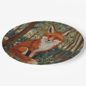 Elegante retro boho rode vos bos dier papieren bordje (Gekanteld)