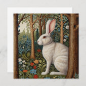 Elegante retro boho rwhite abbit bos bloemen kaart (Voorkant / Achterkant)