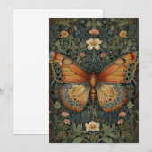 Elegante retro boho vlinder botanisch groen kaart (Voorkant / Achterkant)