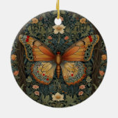Elegante retro boho vlinder botanisch groen keramisch ornament (Achterkant)