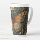 Elegante retro boho vlinder botanisch groen latte mok (Rechterhoek)