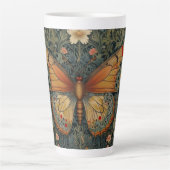 Elegante retro boho vlinder botanisch groen latte mok (Voorkant)