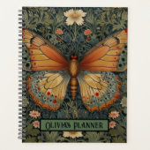 Elegante retro boho vlinder botanisch groen planner (Voorkant)
