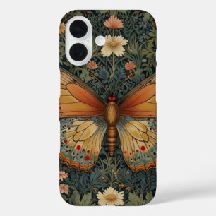 Elegante retro boho vlinder botanische groenvoorzi iPhone 16 hoesje