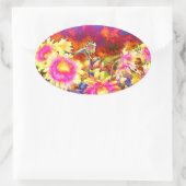 Elegante retro boho waterverf zonnebloemvelden ovale sticker (Tas)