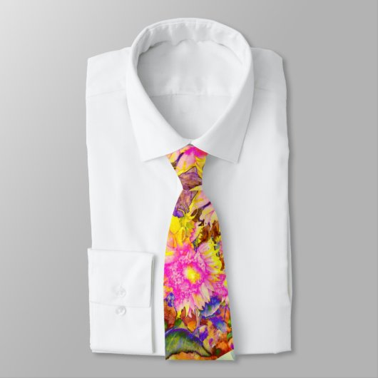 Elegante retro boho waterverf zonnebloemvelden stropdas (Gebonden)