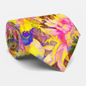 Elegante retro boho waterverf zonnebloemvelden stropdas (Opgerold)