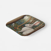 Elegante retro boho witte konijn bos bloemen papieren bordje (Gebogen)