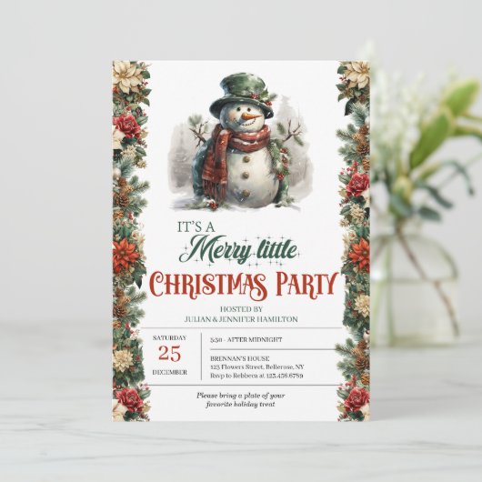 Elegante  retro classic leuke sneeuwpop kaart (Staand voorkant)