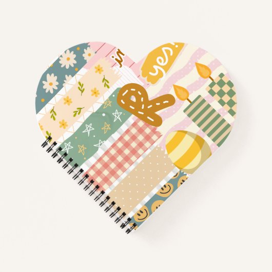 Elegante retro collage kunst girly plakboek Patroo Notitieboek (Voorkant)