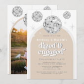 Elegante Retro Disco Groove Verloving foto Kaart (Voorkant / Achterkant)