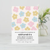 Elégante Retro Floral invitations de 97e anniversa (Debout devant)