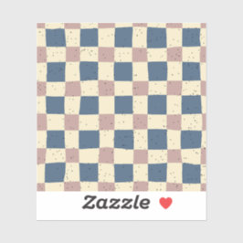 Elegante retro gingham Blauw Roze Scrapbooking Sticker