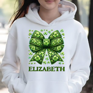 Elegante Retro Green Coquette St. Patrick's Day Hoodie