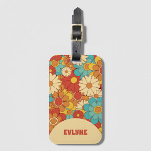 Elegante Retro Groovy Floral Trendy Boho Chic Bagagelabel