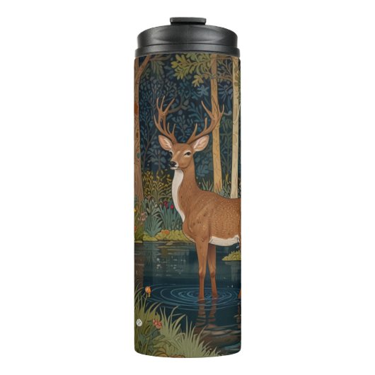 Elegante retro herten boho bos groen thermosbeker (Voorkant)