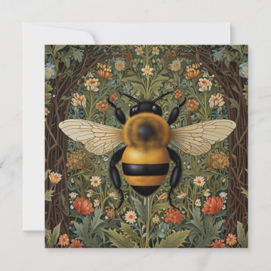 Elegante retro hommel boho botanische bloemkunst kaart (Voorkant)