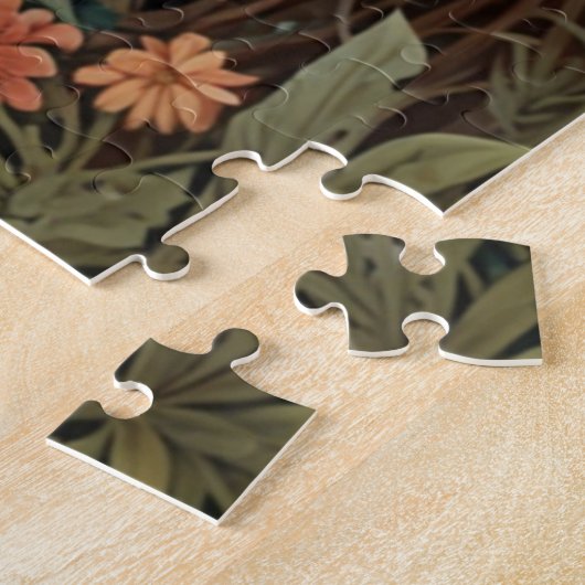 Elegante retro hommel boho botanische bloemkunst legpuzzel (Zijkant)